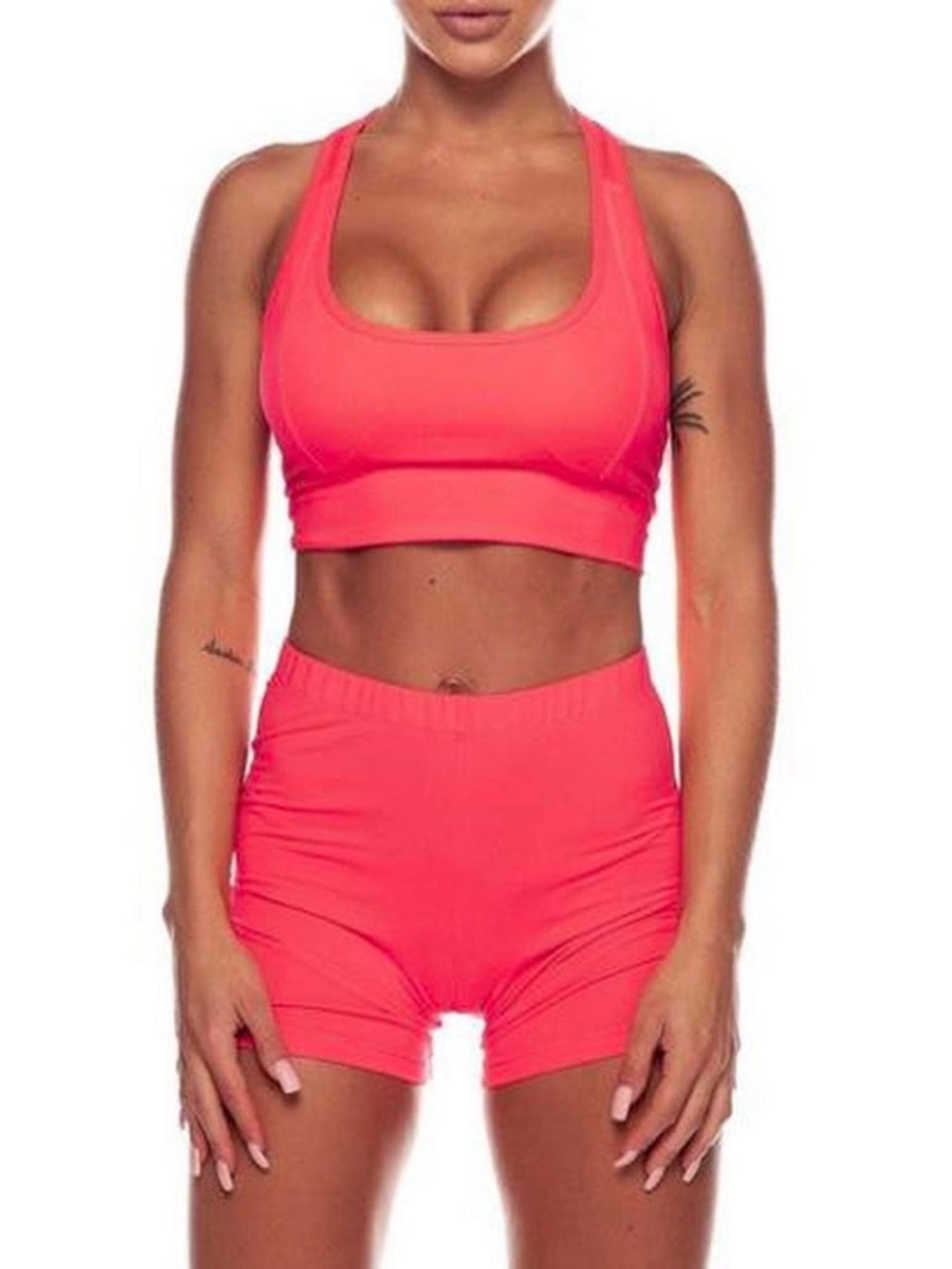Saski Pink Sports Bra & Shorts Workout Set Size XS